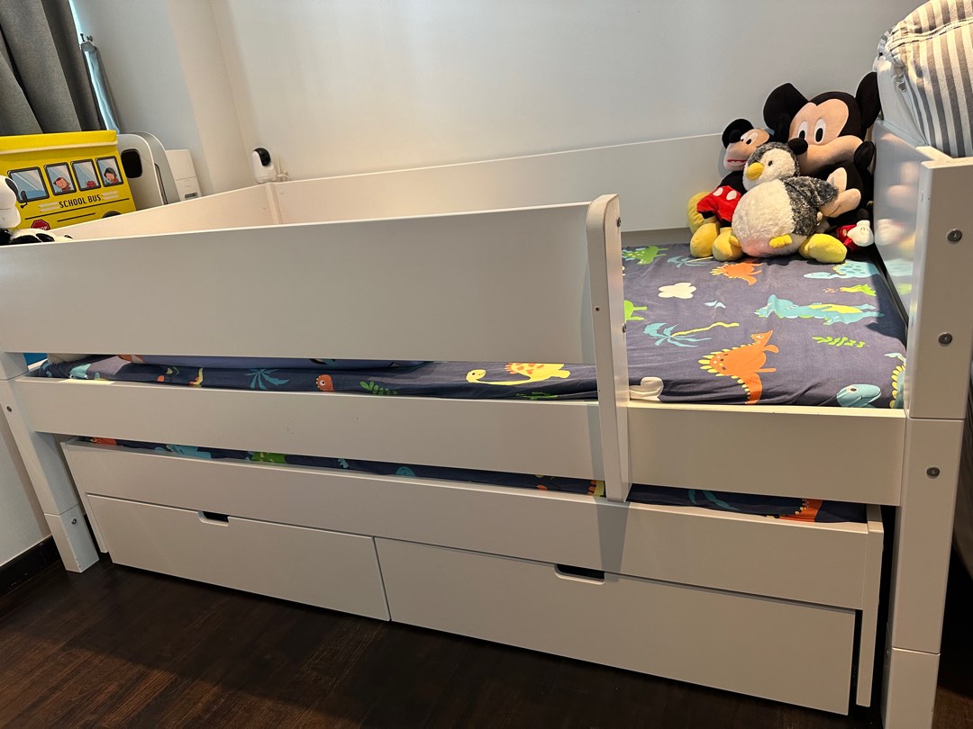 ManisH Super Single Bed with Roll out bed and under bed storage