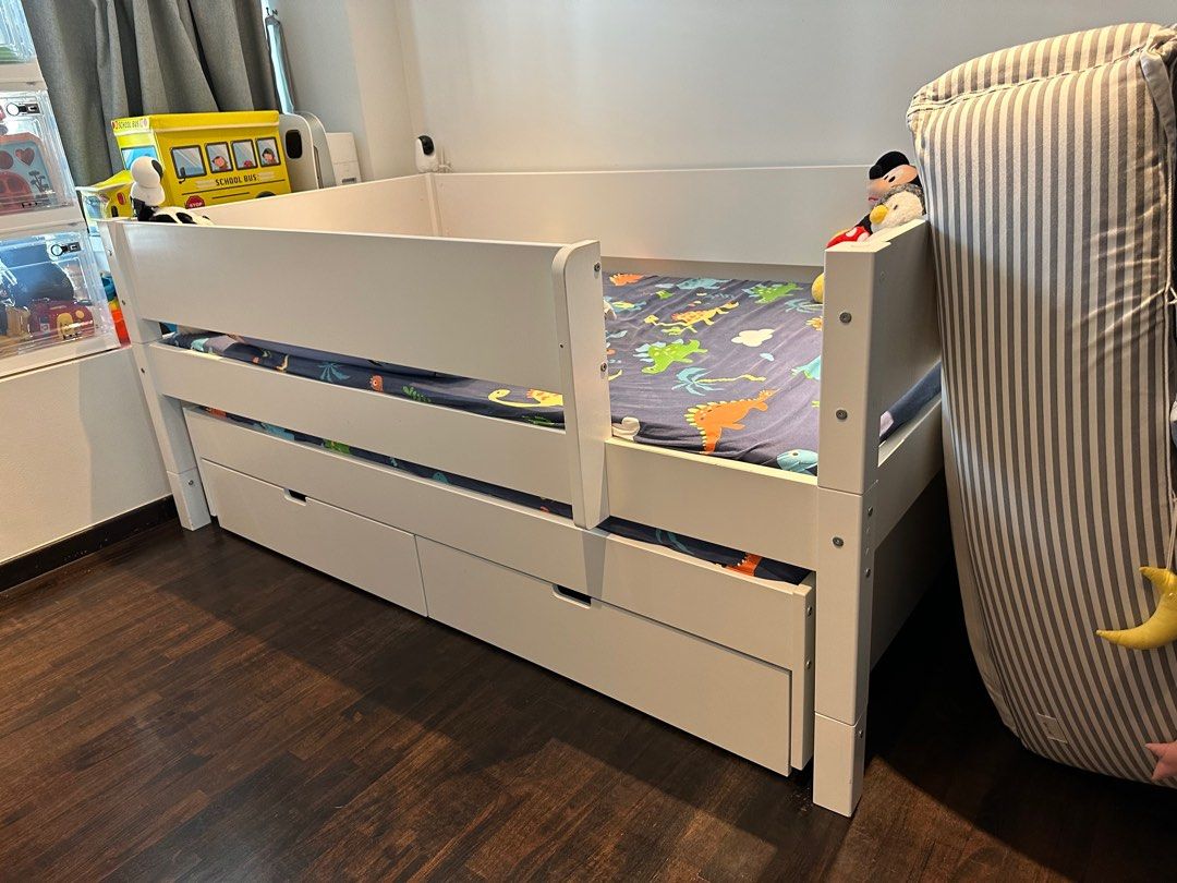 ManisH Super Single Bed with Roll out bed and under bed storage