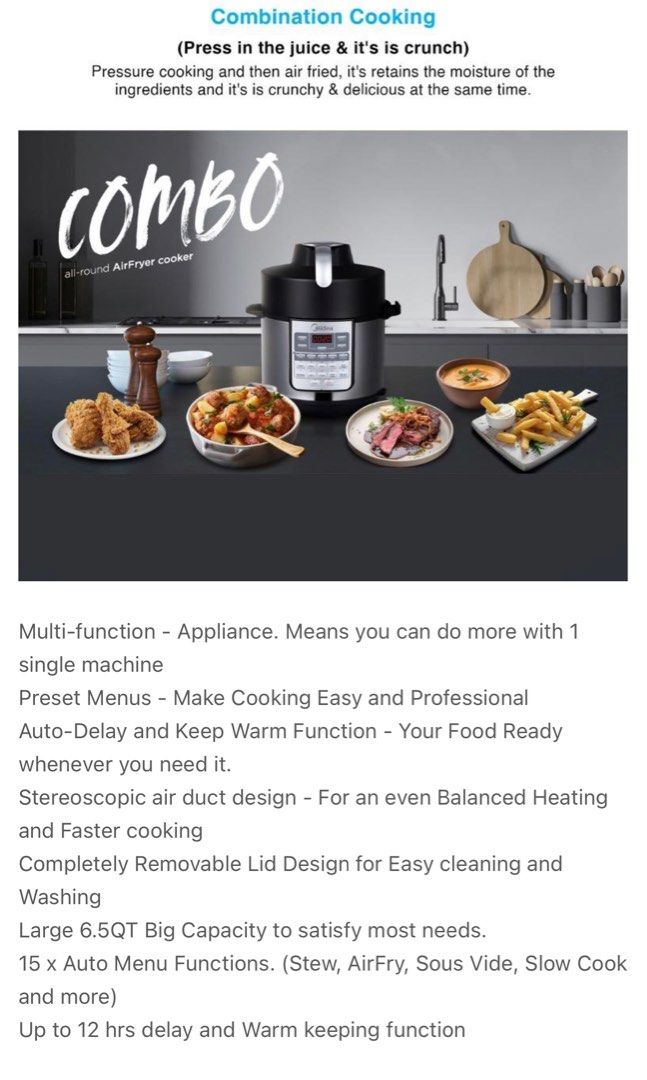 Midea Airfryer / Pressure Cooker / Sous vide / crock pot / yogurt maker