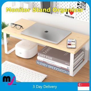 Mojo Wooden Monitor Stand Office Organizer