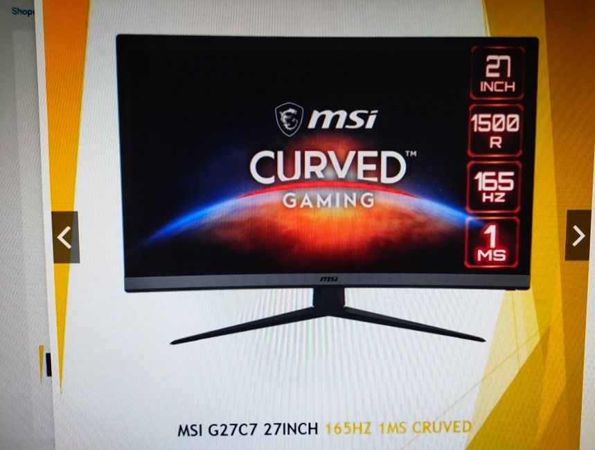 MSI Optix G27C7 27-inch 165hz Curved Gaming Monitor