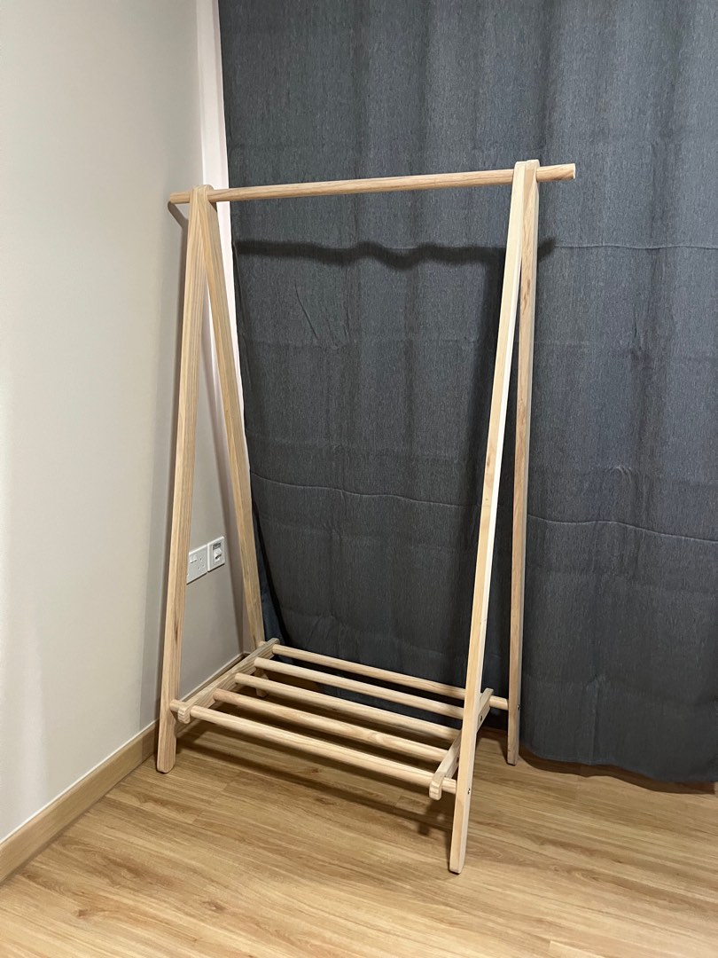 Natural Wood Clothing Rack, Furniture & Home Living, Furniture, Shelves ...