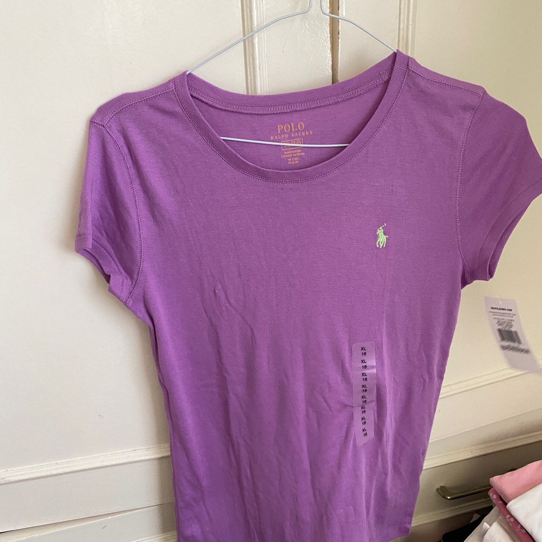 New Polo Ralph Lauren Violet Purple Shirt, Women's Fashion, Tops ...