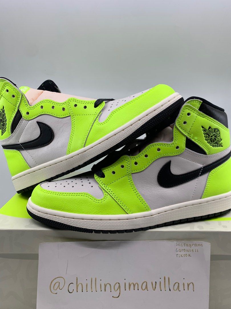 Nike Air Jordan 1 Jordans One Aj1 High Cut Top Retro Og Visionaire Neon  Green Yellow White Black Jumpman 23 Volt, Men'S Fashion, Footwear, Sneakers  On Carousell