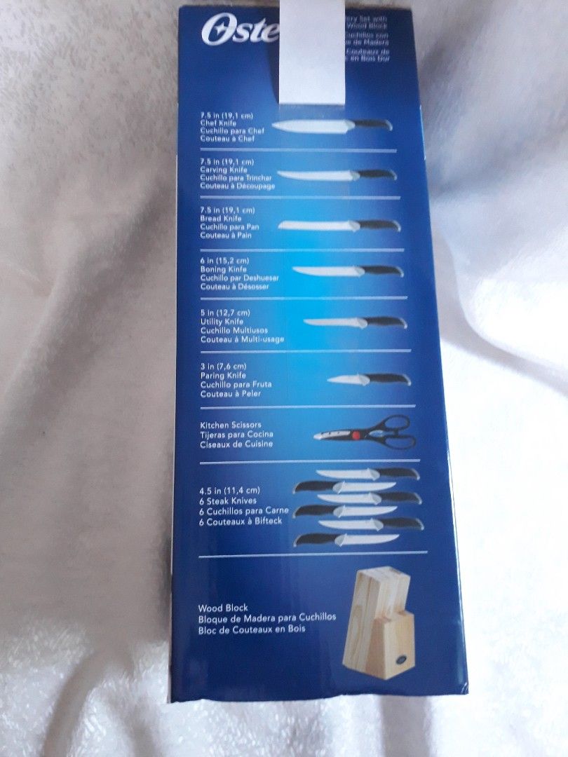 Oster Lindbergh 14 Piece Knife Set with Wood Block, Furniture & Home