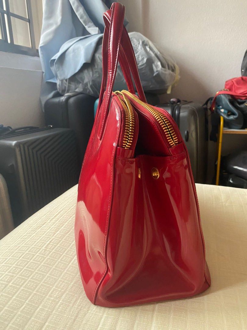 Prada Esplanade Leather Tote In Red and Black