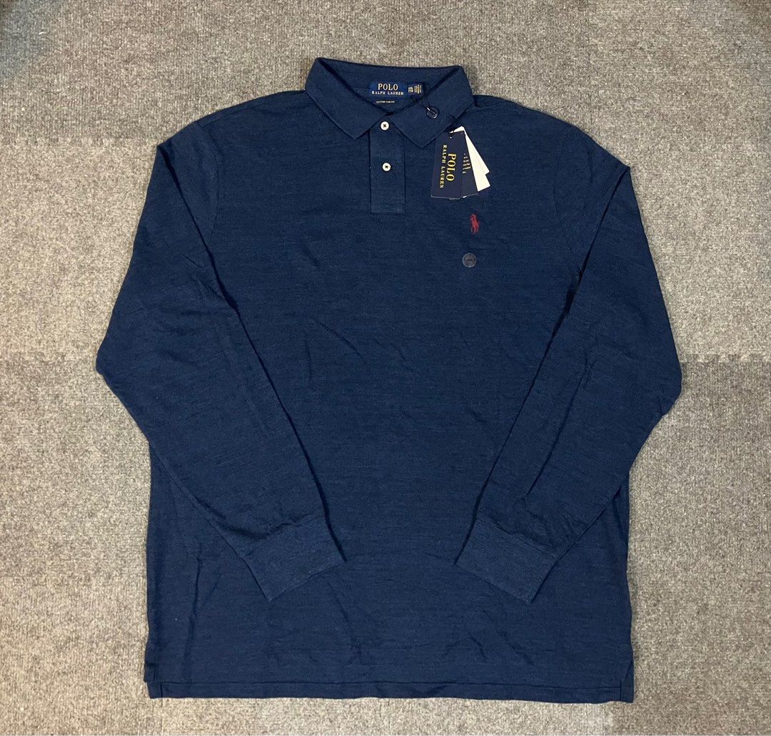 Ralph Lauren Polo JP RRL CLASSIC VINTAGE Indigo Navy Blue Garment Dyed  Oversize Polo L/S Shirt 長袖Cityboy Style, 男裝, 上身及套裝, T-shirt、恤衫、有領衫-  Carousell