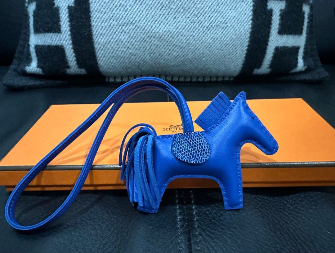 Hermes Rodeo Touch Bag Charm Leather with Lizard PM Blue