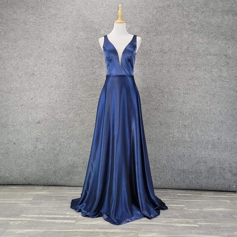 Readystock blue laser sexy evening prom dinner gown dress wedding