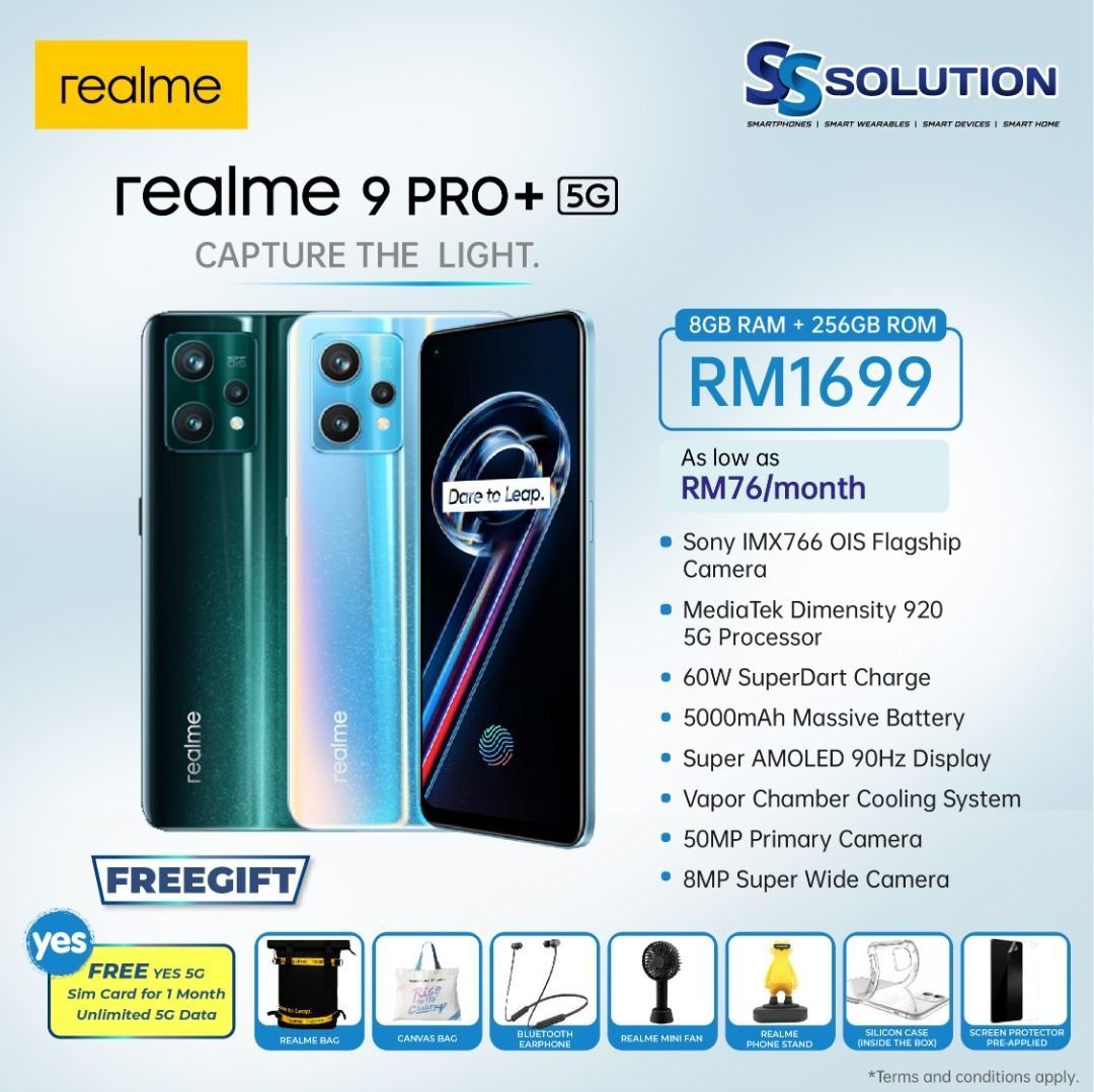 realme 9 Pro+ 5G (8GB + 256GB) Sunrise Blue Smartphone