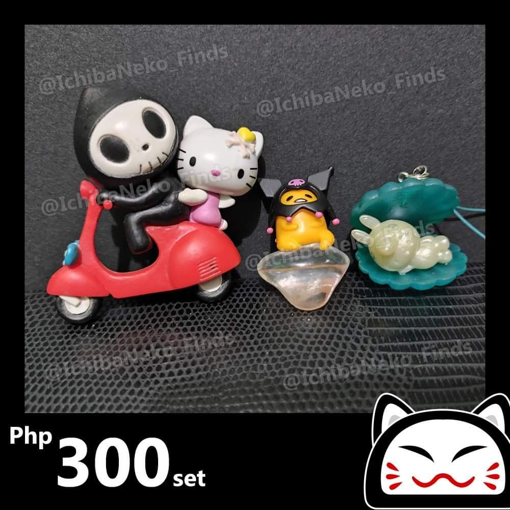 Sanrio Bundle Aniks (3 pcs) (Category: Character Goods) located in Bacoor. Submitted by IchibaNeko_Finds (Listing ID 1195048663, Image 1). Description: 150 FOR TAKE ALL **For break set: -SOLD ‼️Tokidoki X Hello Kitty (No base with flaws) -90 Kuromi x Gudetama Putito Cup Clinger -80 Rody x Hello Kitty keychain 🛑PLEASE READ🛑 ✔️Authentic ✔️Good Condition ✔️Items are available as long as it's not tagged as reserved/sold RFS:DECLUTTERING 🔍These are