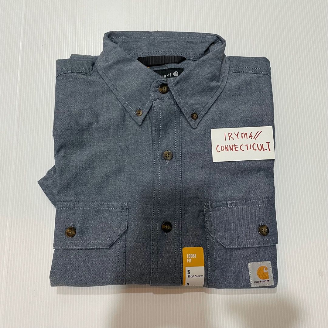 Size S Carhartt Work Shirt Denim chambray color, Men's Fashion, Tops