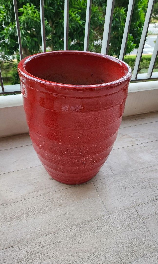 Solid Big Red Flower Pot, Furniture & Home Living, Gardening, Pots