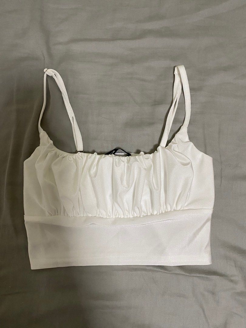 White cropped hotsell spaghetti strap