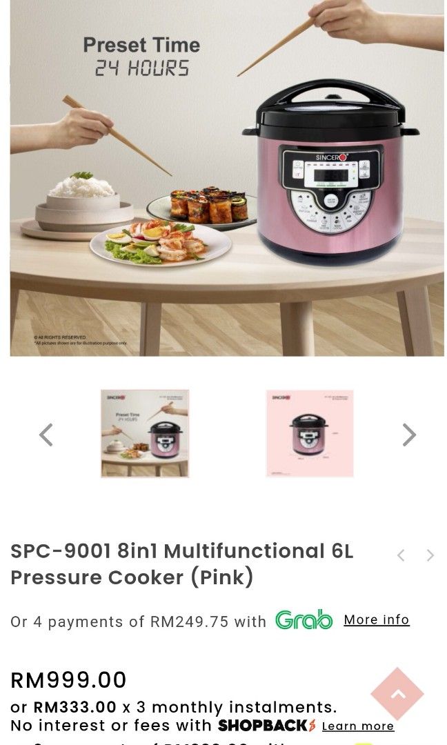 SPC-9001 8in1 Multifunctional 6L Pressure Cooker (Pink)