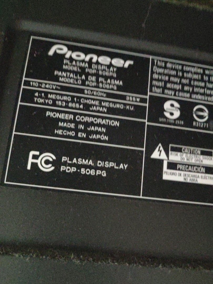 NOT WORKING Pioneer 50 inches plasma with receiver and remote, TV