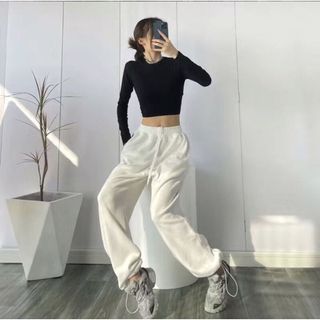 Sweatpants Women Sports Pants 炸街美式宽松运动裤女休闲束脚裤夏季新款灰色高腰直筒卫裤ins潮