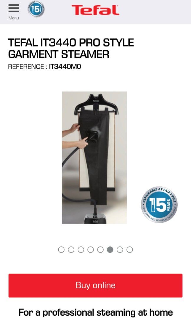 Tefal garment steamer IT3440M0, TV & Home Appliances, Irons & Steamers on Carousell