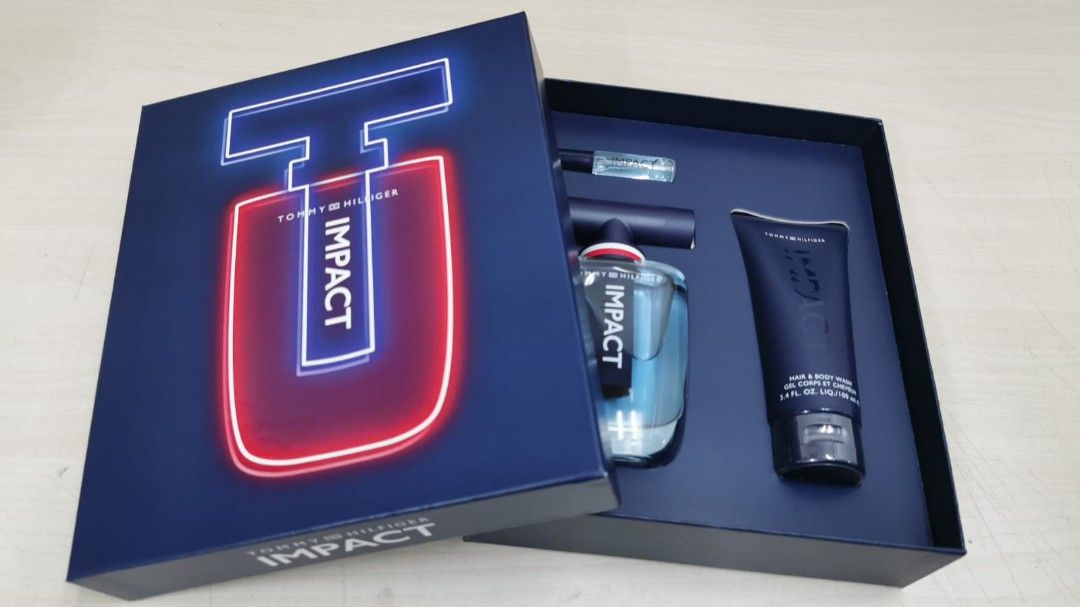 Tommy Hilfiger Impact Gift Set EDT 100ml 4ml Hair Body Wash 100ml