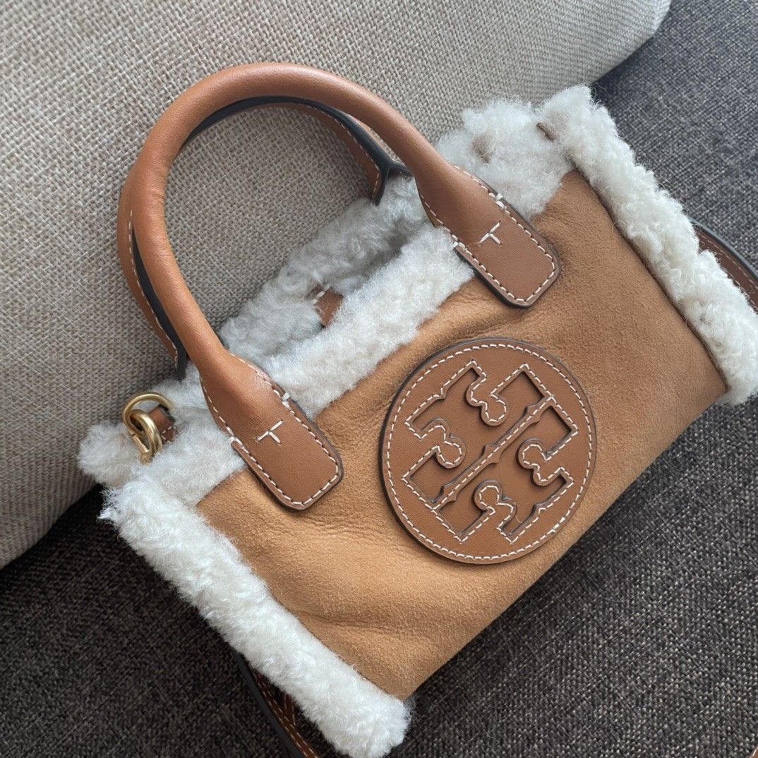 Tory burch ella shearling micro tote bag sales