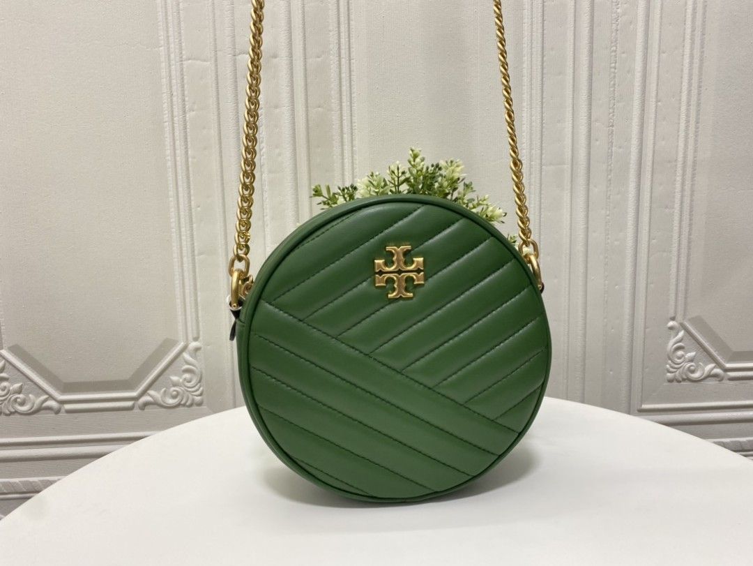 Tory Burch Kira Chevron Round Crossbody Green Bag Women s Fashion