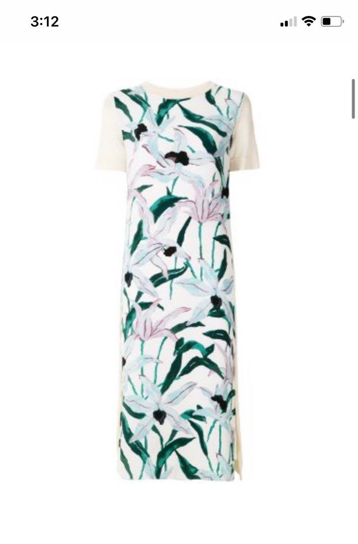 Tory Burch Silk Front Sweater Dress in New Ivory Desert Bloom