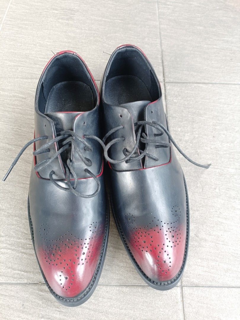 Two Tone Leather Shoes Red N Black Colour Men s Fashion