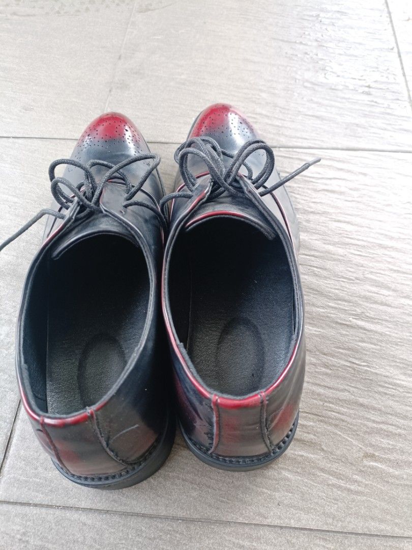 Red best sale leather shoes