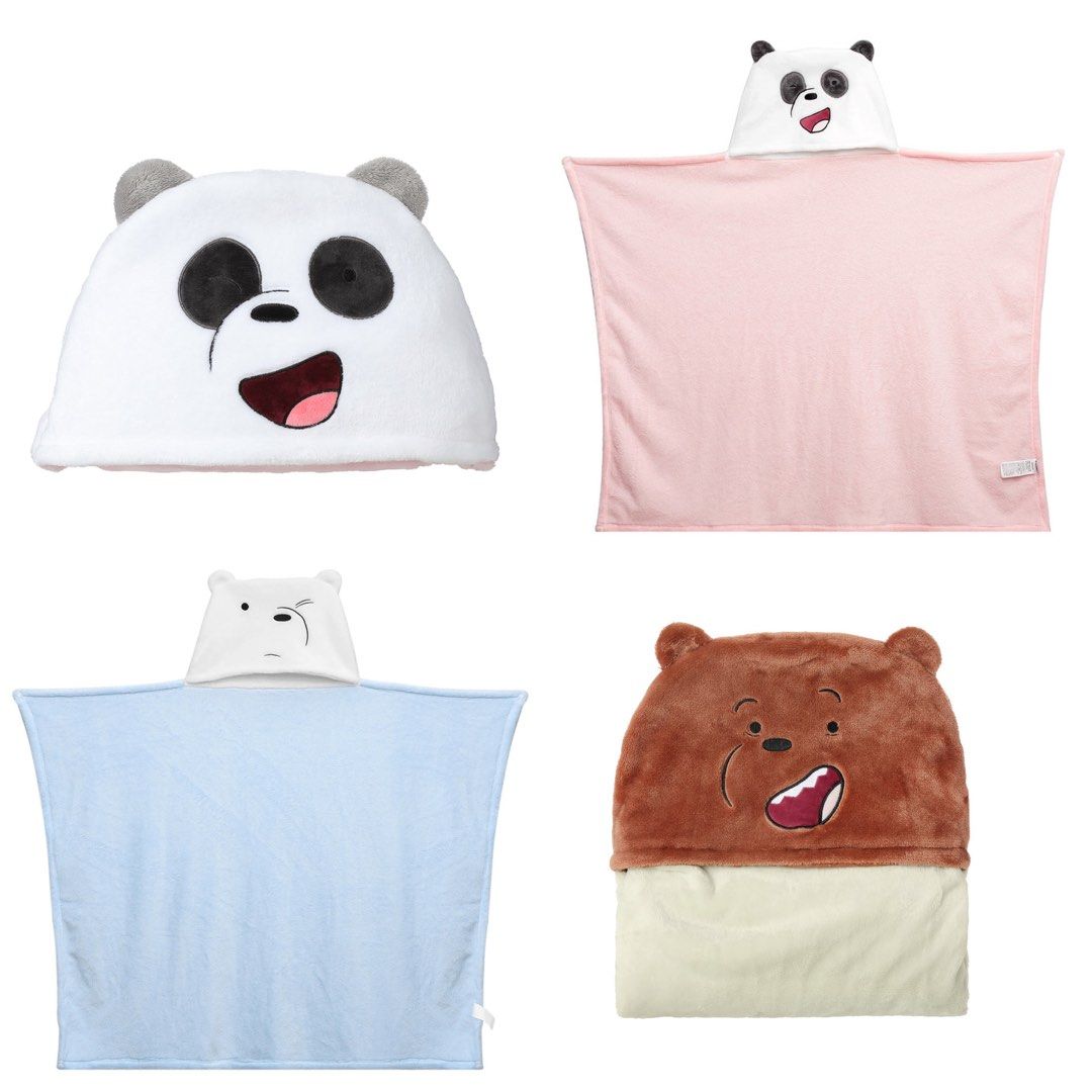 We Bare Bears Throw Blanket w Hood by Miniso