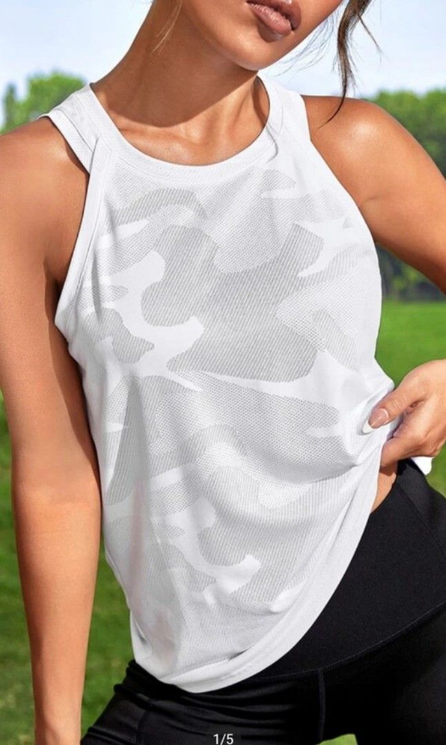 White camp sports tank top Women s Fashion Activewear on Carousell