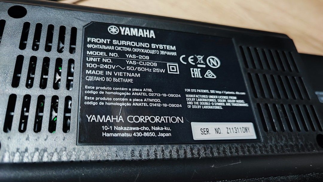 Yamaha Soundbar YAS-209, 音響器材, Soundbar、揚聲器、藍牙喇叭、耳