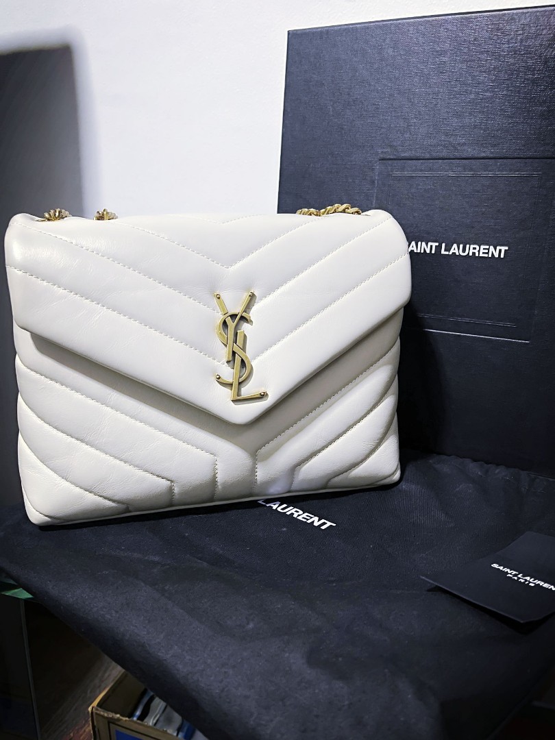 SAINT LAURENT 2950$ Loulou Small Chain Bag In Vintage Blanc