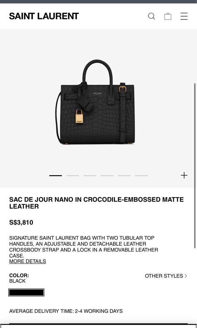 Classic sac de jour baby in crocodile embossed matte leather deals
