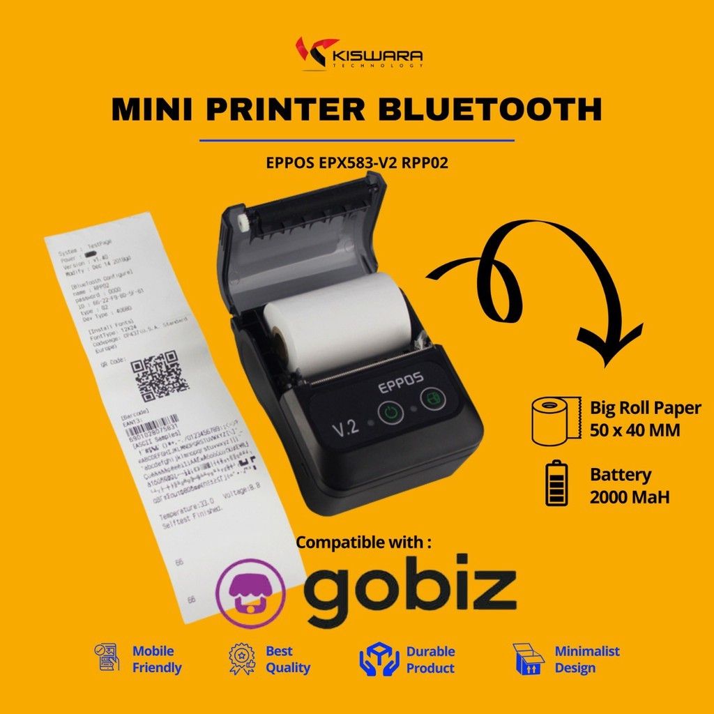 (Gratis Stiker Thermal) Printer Bluetooth Untuk Cetak Resi Shopee dan