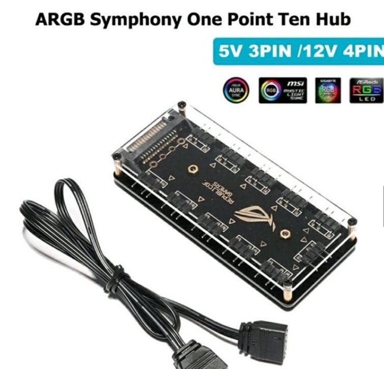 3PIN PWM Câble Ventilateur PC Hub ARGB Avec Adaptateur RGB - Splitter Pour Ordinateur, Refroidisseur CPU Et Ventilateur 5V ARGB