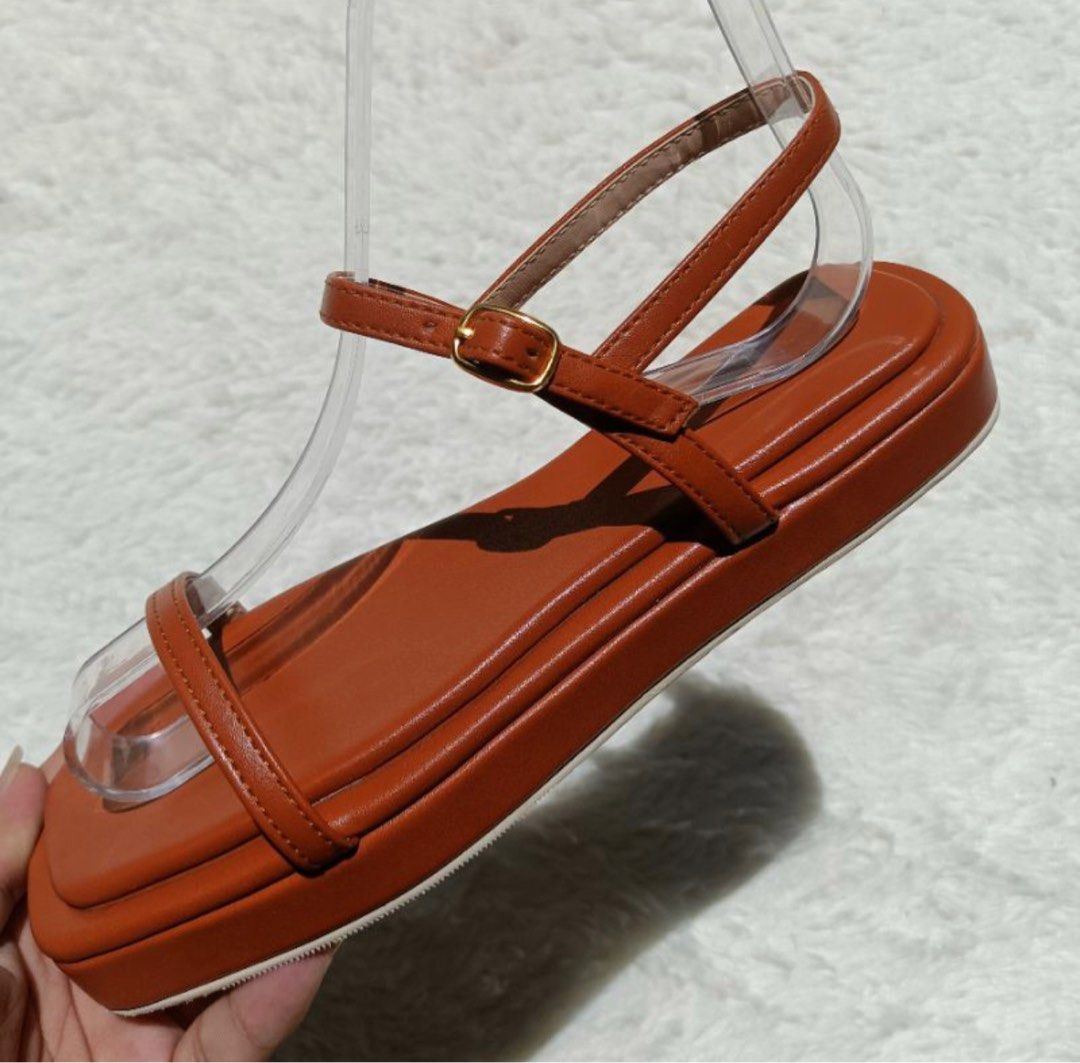 1 inch platform sandals size 7 tan brown Women s Fashion