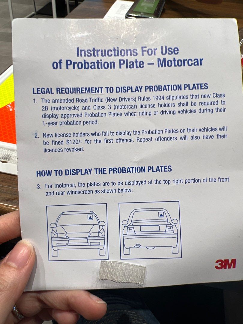 3M Probation Plate, Car Accessories, Accessories on Carousell