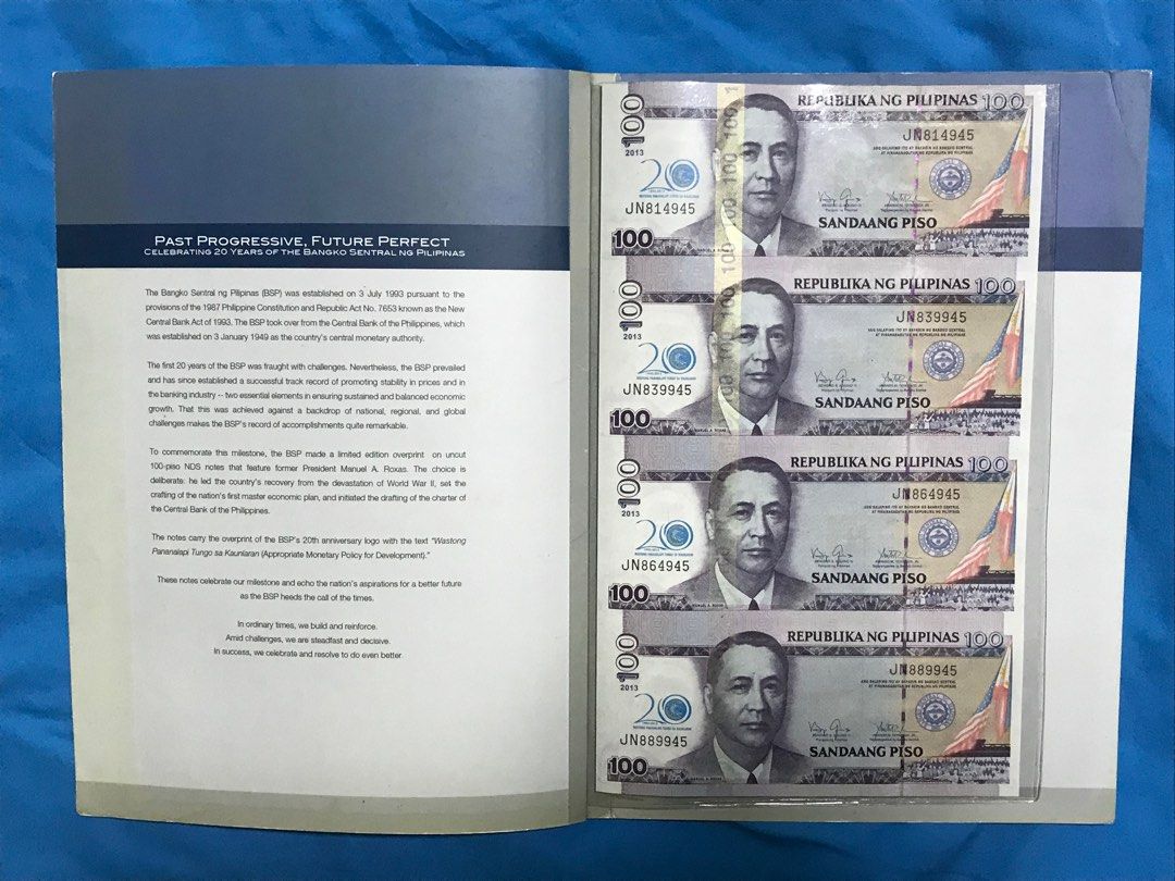4pcs 100piso Philippines banknote, Hobbies & Toys, Memorabilia ...