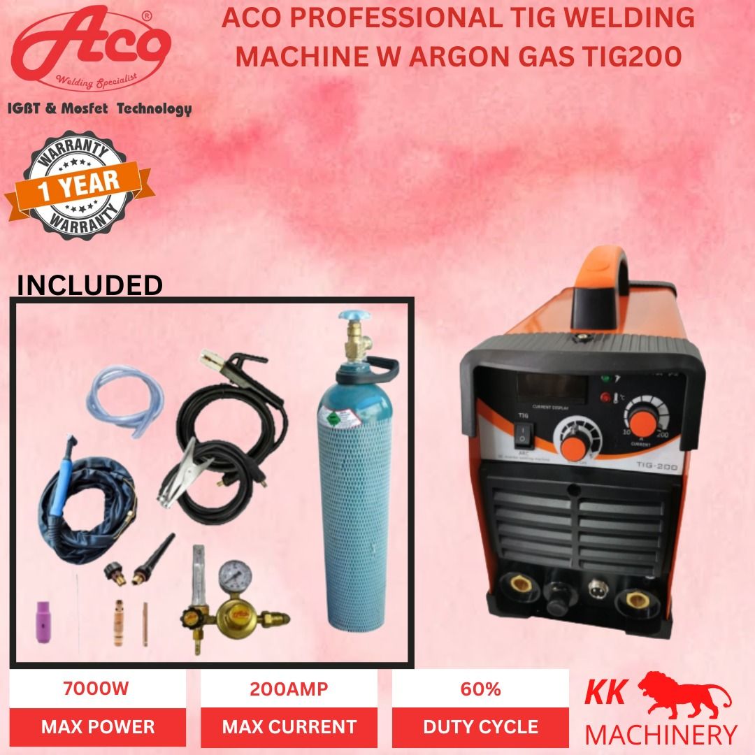 ACO Professional TIG Welding Machine w Argon Gas TIG200, Furniture & Home Living, Home