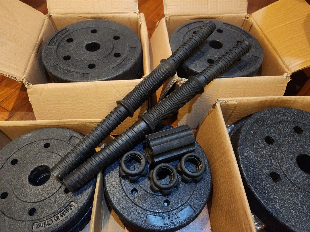 Adjustable dumbbell bar set (Up to 21kg), Sports Equipment, Exercise