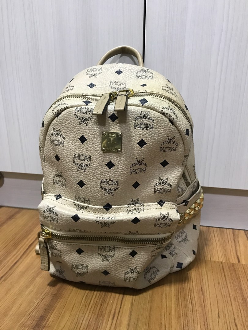 Mcm backpack beige medium sale