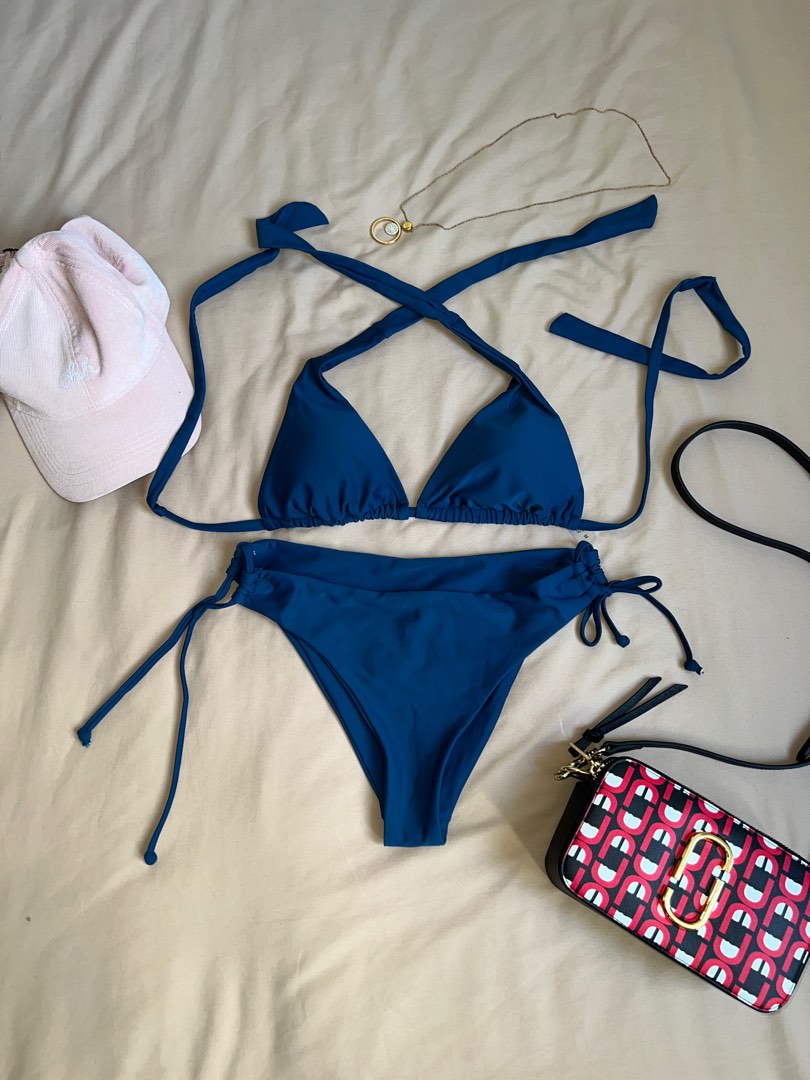 Blue Swimsuit Womens Fashion Swimwear Bikinis And Swimsuits On Carousell 