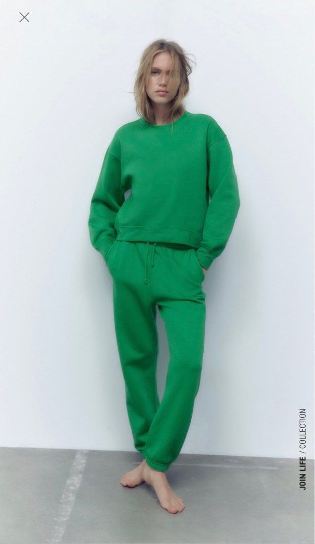 Zara green sweatpants outlet
