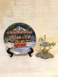 Rare Carousel Holiday Plate By Sandi Lebron Franklin Mint Heirloom Fine Porcelain