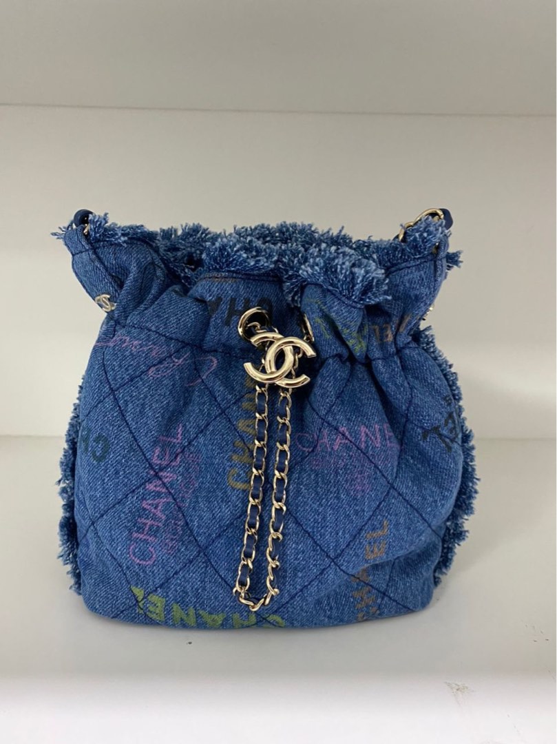 Chanel Bucket Bag Blue Denim, Luxury, Bags & Wallets on Carousell