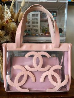 Chanel Light Pink PVC and Patent Leather Medium Triple CC Tote Chanel