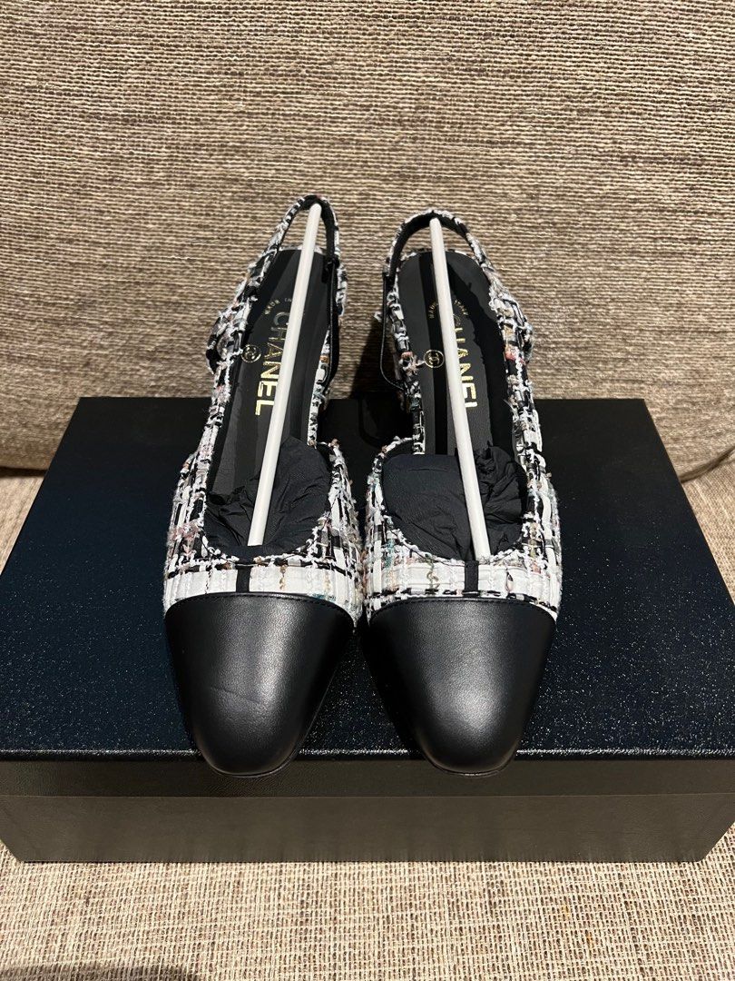 Chanel Slingbacks 22C tweed, Luxury, Sneakers & Footwear on Carousell