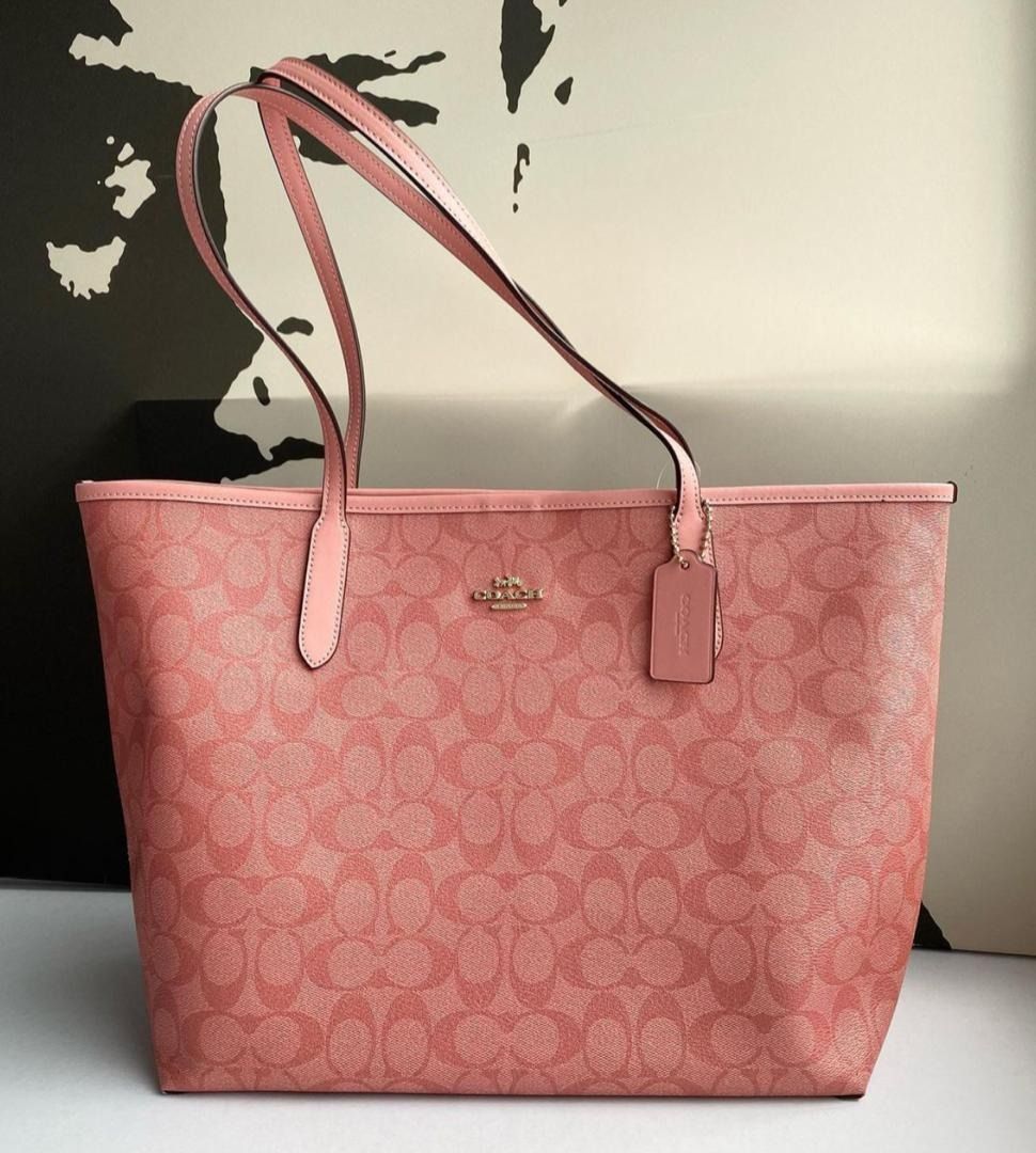 Coach pink reversible tote best sale