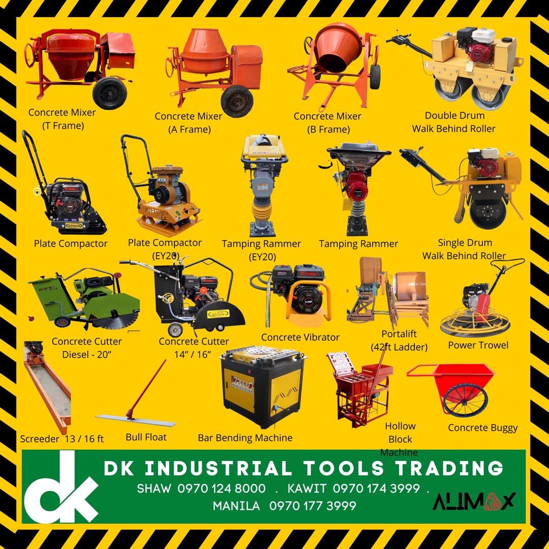 Construction Equipments Portalift Concrete Mixer Tamping Rammer Plate