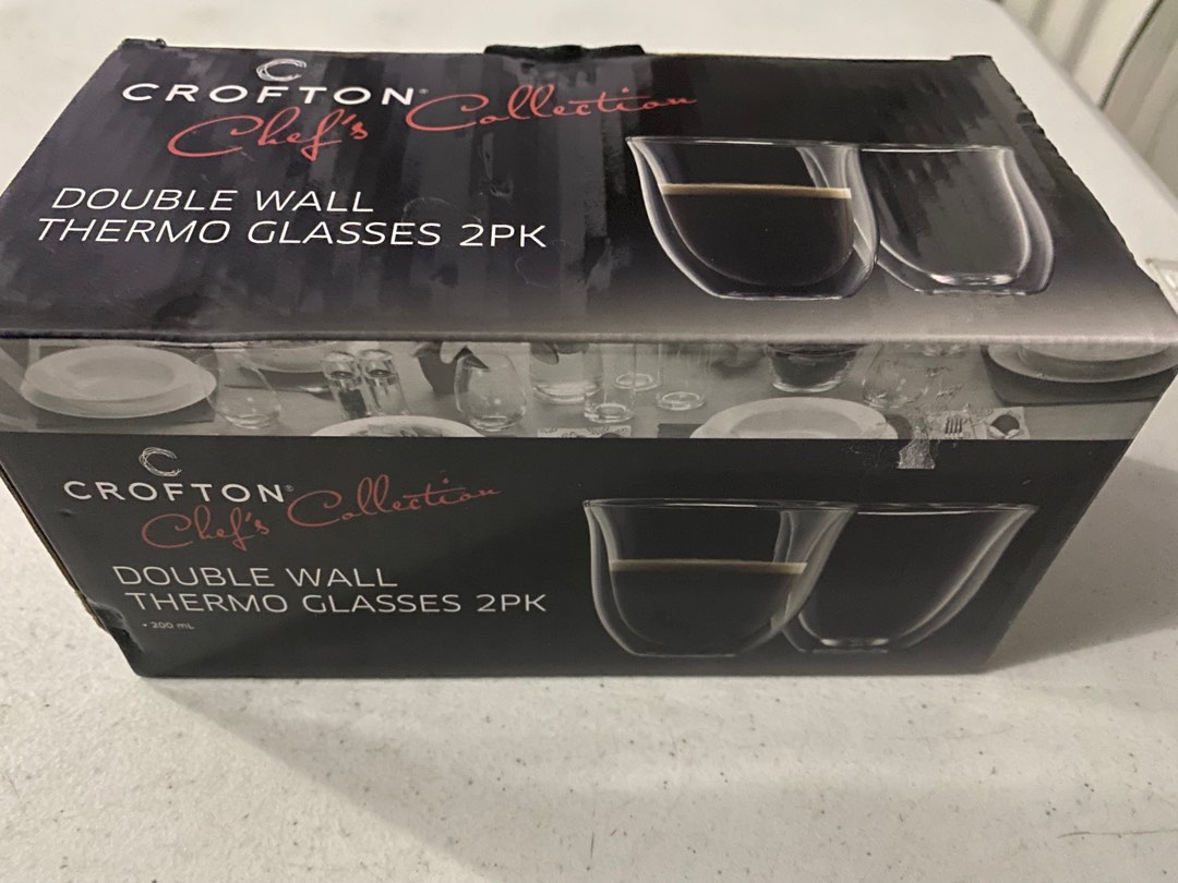 Crofton double wall thermo glasses 2pc, Furniture & Home Living